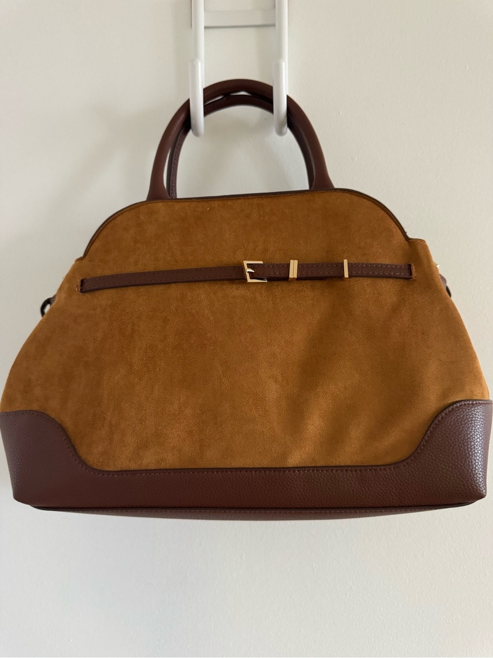 A New Day Classic Faux Suede & Faux Leather Satchel Bag in Brown